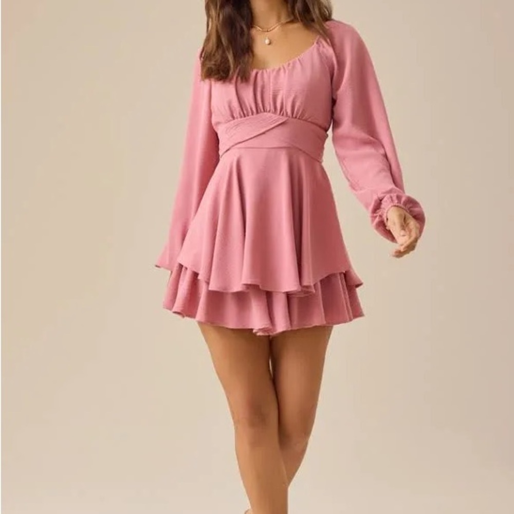 Marisol crossover romper dress dusty pink rose altar’d state jumpsuit xsmall